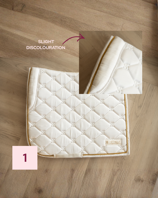 White & Gold Dressage saddle pads