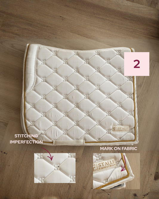 White & Gold Dressage saddle pads