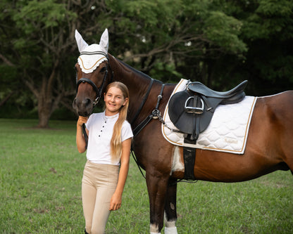 Dressage Saddle Pad - White & Gold