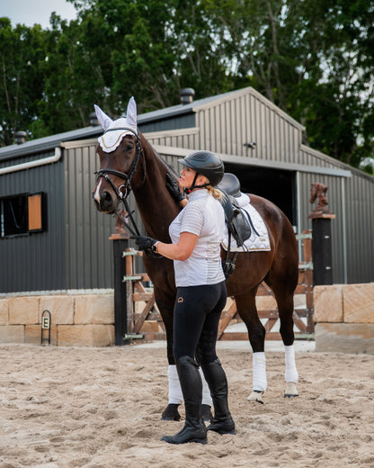 Dressage Saddle Pad - White & Gold