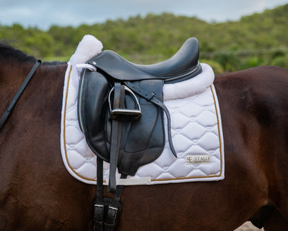 Dressage Saddle Pad - White & Gold