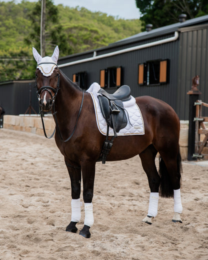 Dressage Saddle Pad - White & Gold