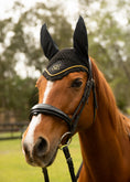 Load image into Gallery viewer, Black & Gold Ear Bonnet (New shape)
