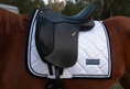 Load image into Gallery viewer, Dressage Saddle Pad - White & Navy
